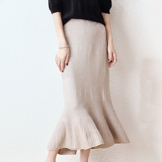Damen Eleganter Strickrock mit Volant Shop Nory