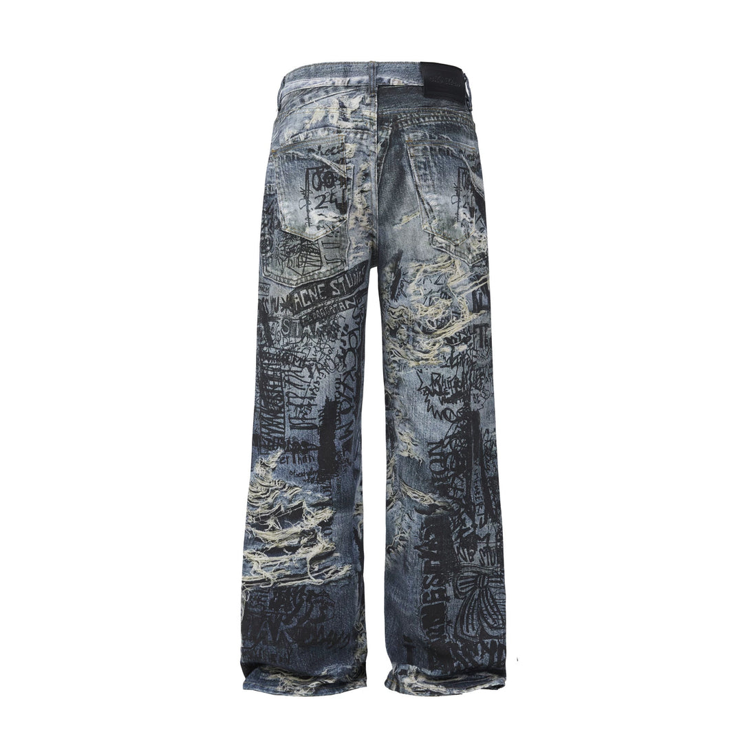 Herren Modische Weit geschnittene Destroyed Jeans Shop Nory