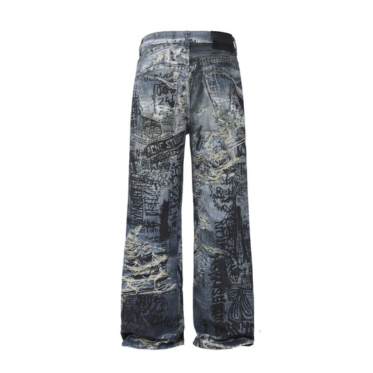 Herren Modische Weit geschnittene Destroyed Jeans Shop Nory