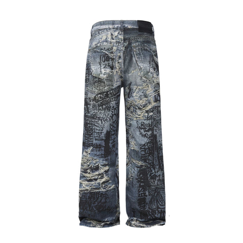 Herren Modische Weit geschnittene Destroyed Jeans Shop Nory