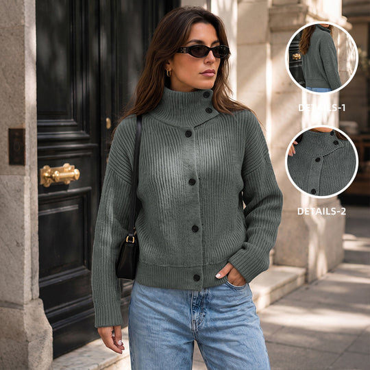 Damen Casual Strickjacke mit hohem Kragen Shop Nory