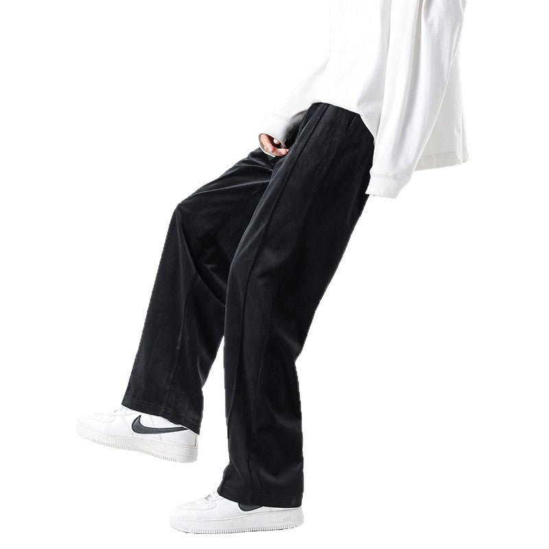 Herren Weite Velours-Jogginghose mit elastischem Bund und Kordelzug Shop Nory