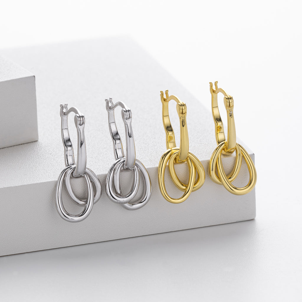 Damen Ohrhänger mit modernem, geschlungenem Design aus hochwertigem 925 Sterling Silber Shop Nory