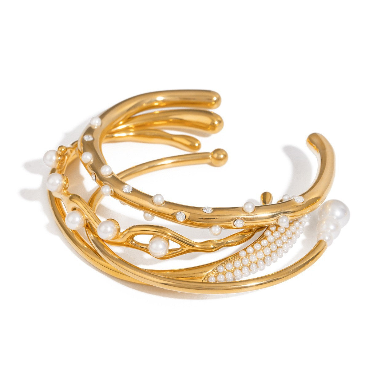 Damen Offenes Armband mit elegantem, geschwungenem Design aus hypoallergenem Edelstahl Shop Nory