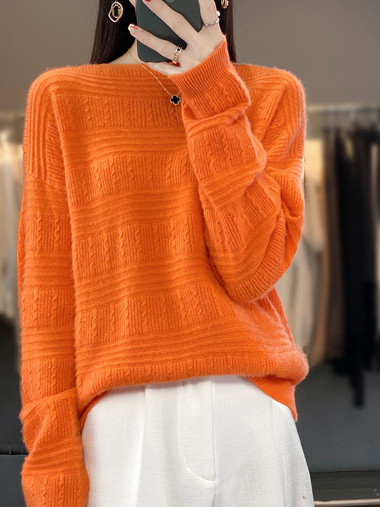 Damen Oversize-Feinstrickpullover mit Strukturblöcken, Mohair‑Look und Rundhalsausschnitt Shop Nory