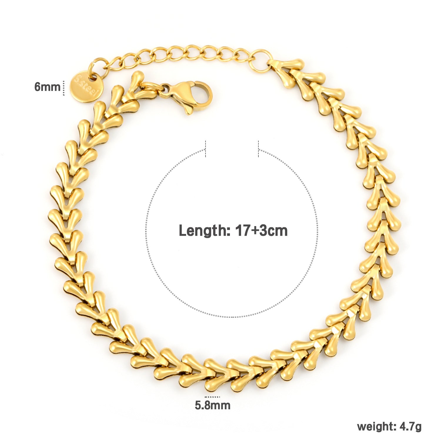 Damen modisches Gliederarmband aus goldplattiertem Edelstahl Shop Nory