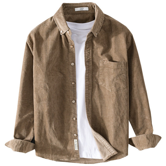 Herren Feines Cord-Overshirt mit Button-Down-Kragen und Brusttasche Shop Nory