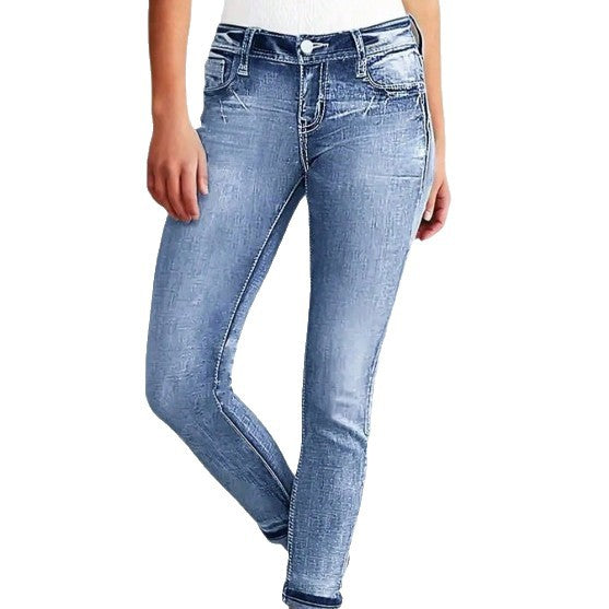 Damen Slim-Ankle-Jeans mit hohem Bund, sculptendem Stretch und dezenter Used‑Waschung Shop Nory