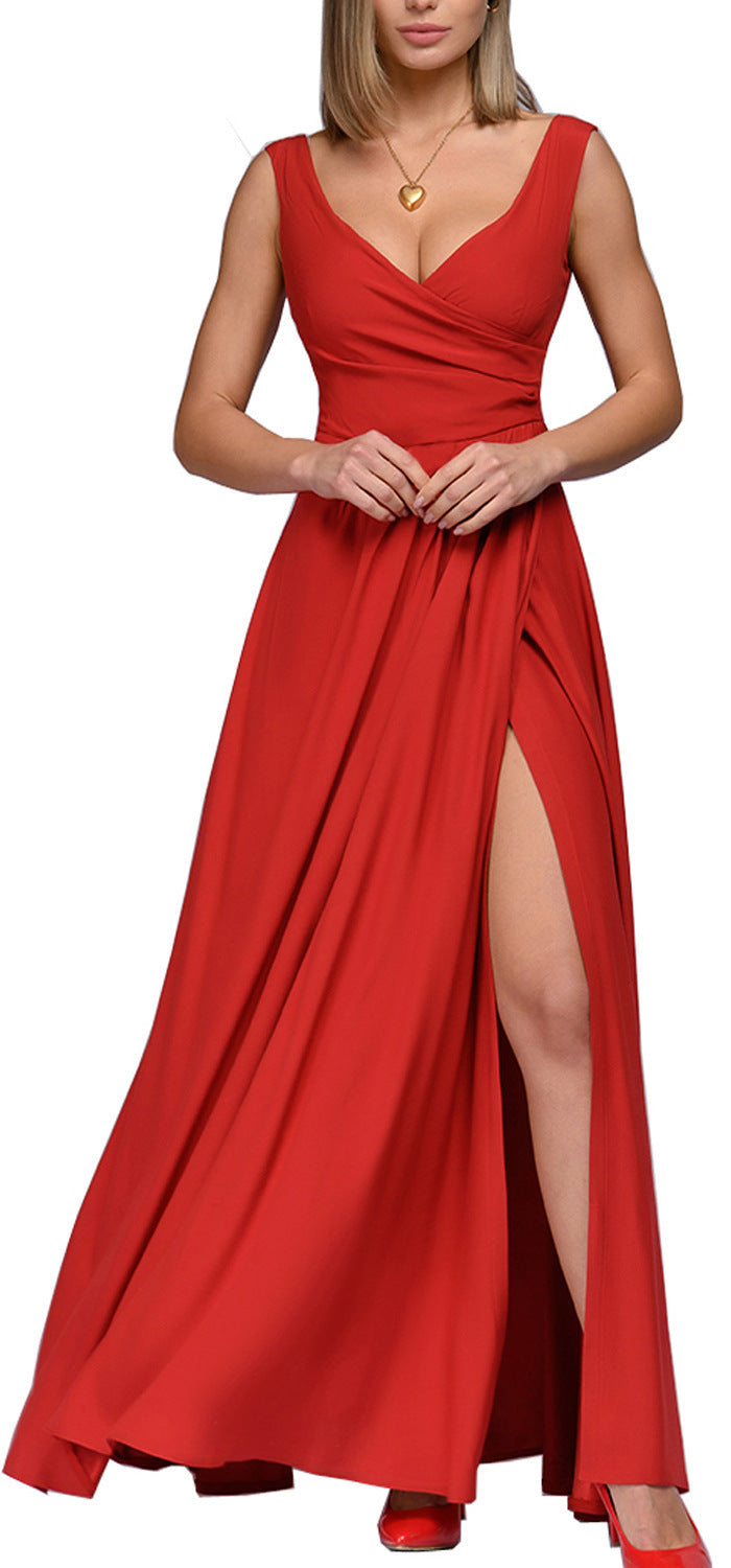 Damen Maxikleid mit elegantem Wickeldesign und seitlichem Schlitz