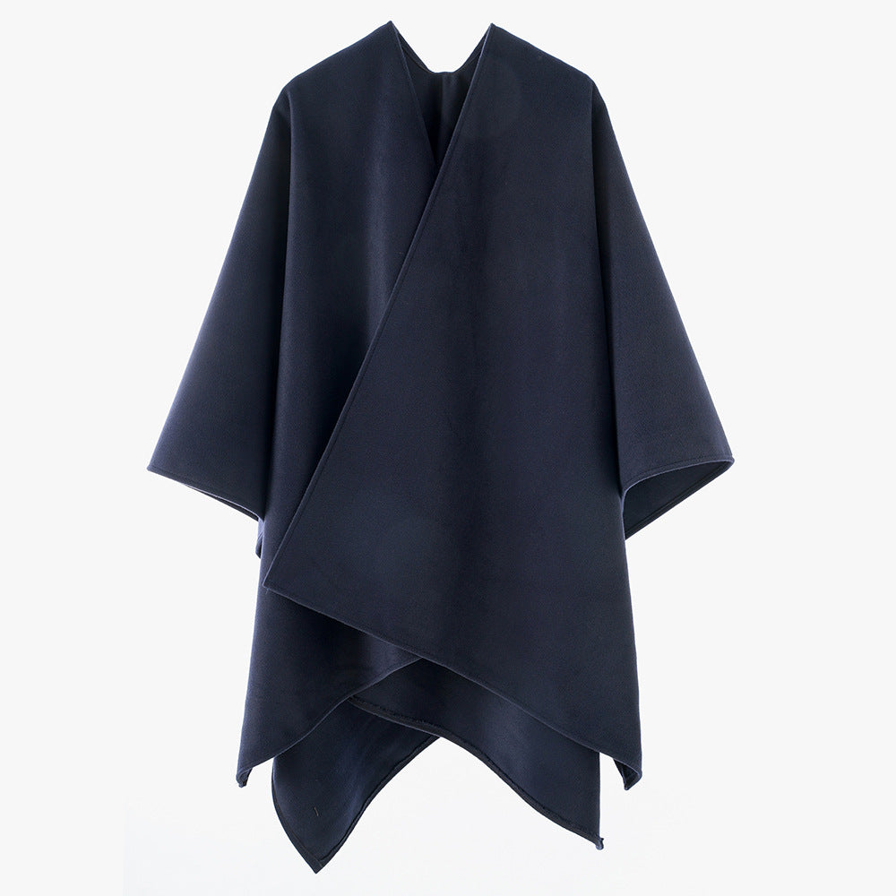 Damen Minimalistischer Wickel-Cape aus Wollmix mit asymmetrischem Saum Shop Nory