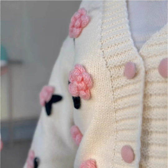 Damen Strickjacke mit Blumenmuster Shop Nory