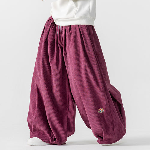 Herren Extraweite Plissée-Hose mit Rippstruktur und Tunnelzug Shop Nory