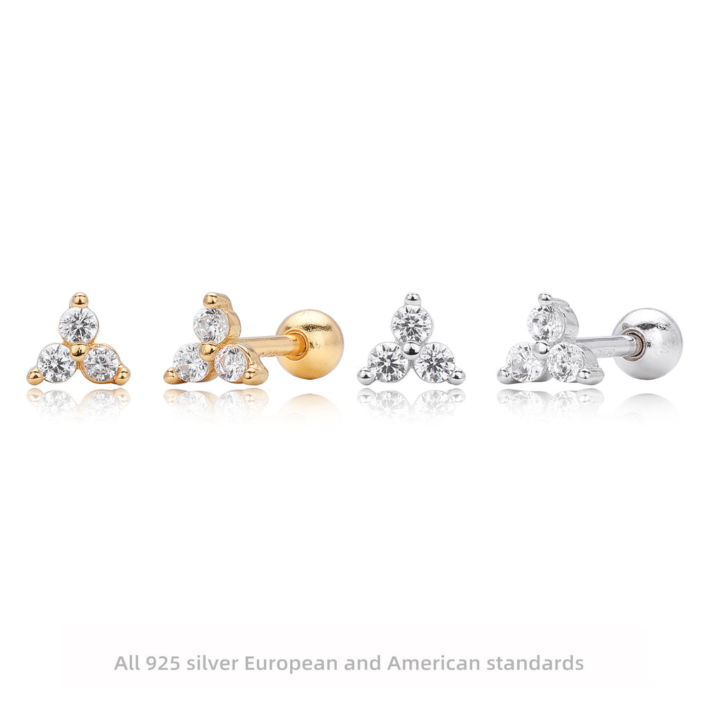 Damen Ohrstecker mit luxuriösem Zirkon-Trio aus 925 Sterling Silber Shop Nory