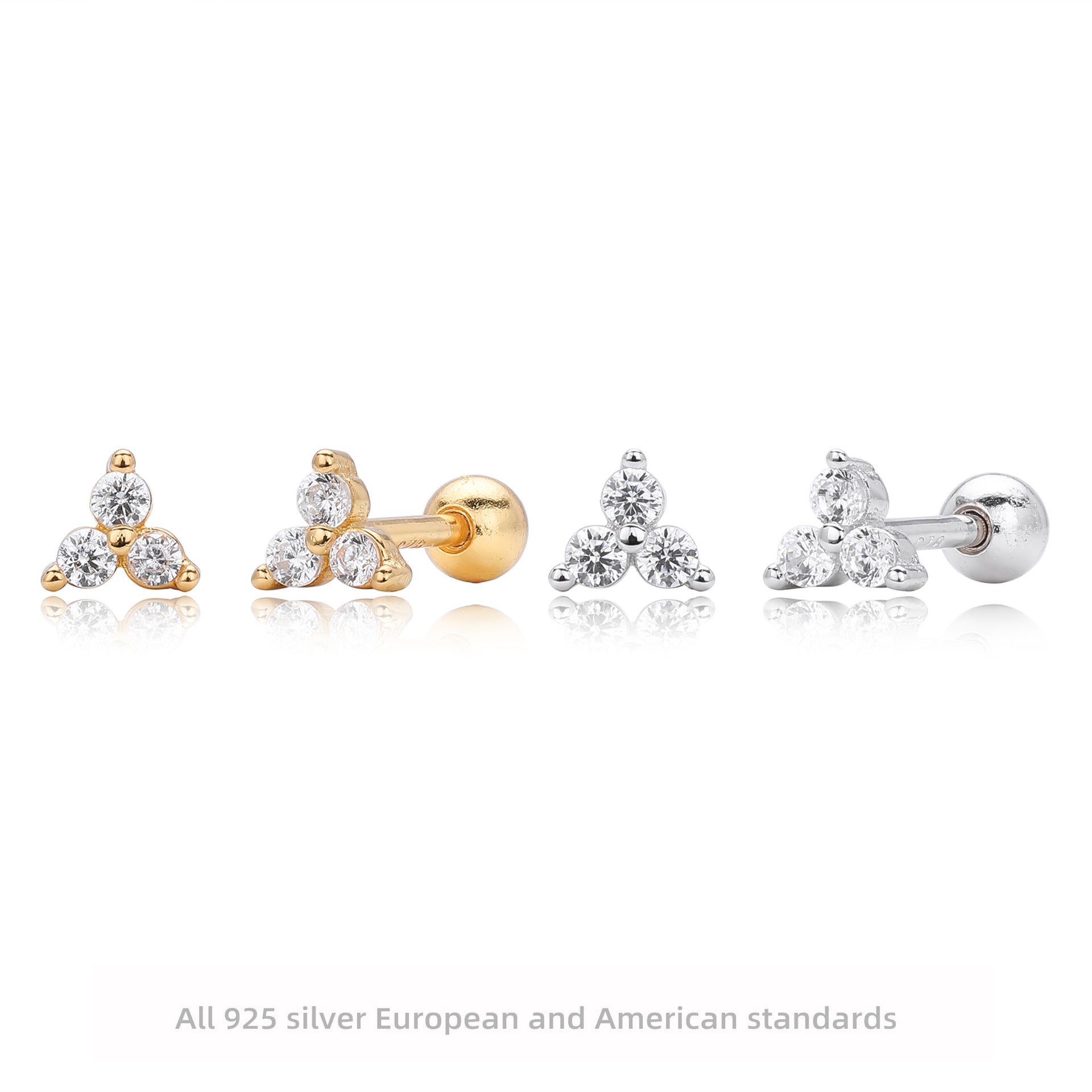 Damen Ohrstecker mit luxuriösem Zirkon-Trio aus 925 Sterling Silber Shop Nory