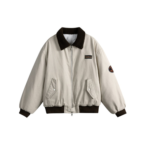 Unisex Boxy‑Bomberjacke mit Teddykragen, Cordoptik und Utility‑Taschen Shop Nory