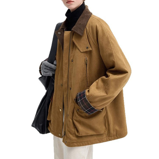 Damen Modische Übergangsjacke aus weichem Material mit Karomuster Shop Nory
