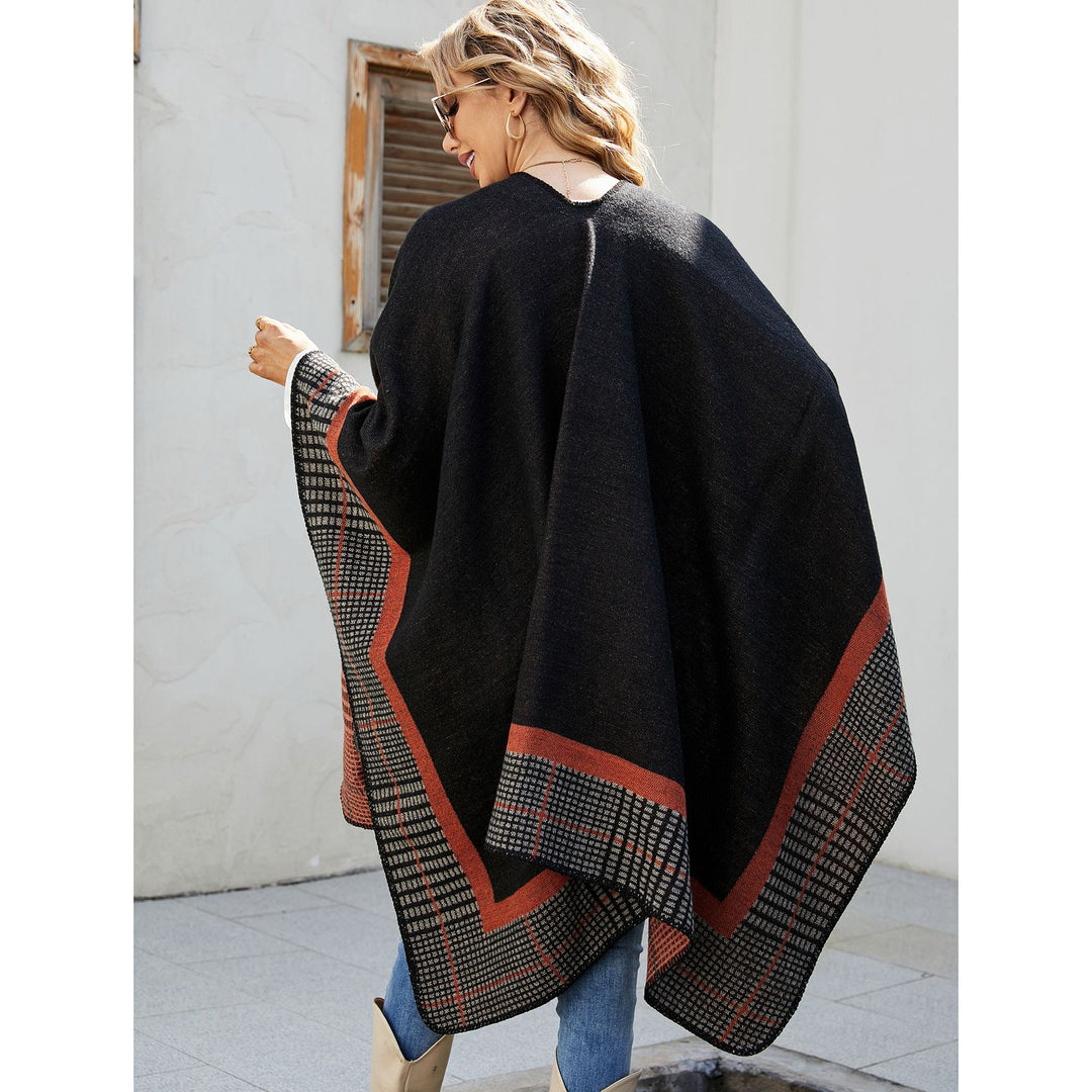 Damen Oversize-Capeponcho aus Wollmix mit kastigem Fall und feiner Bordürenstruktur Shop Nory