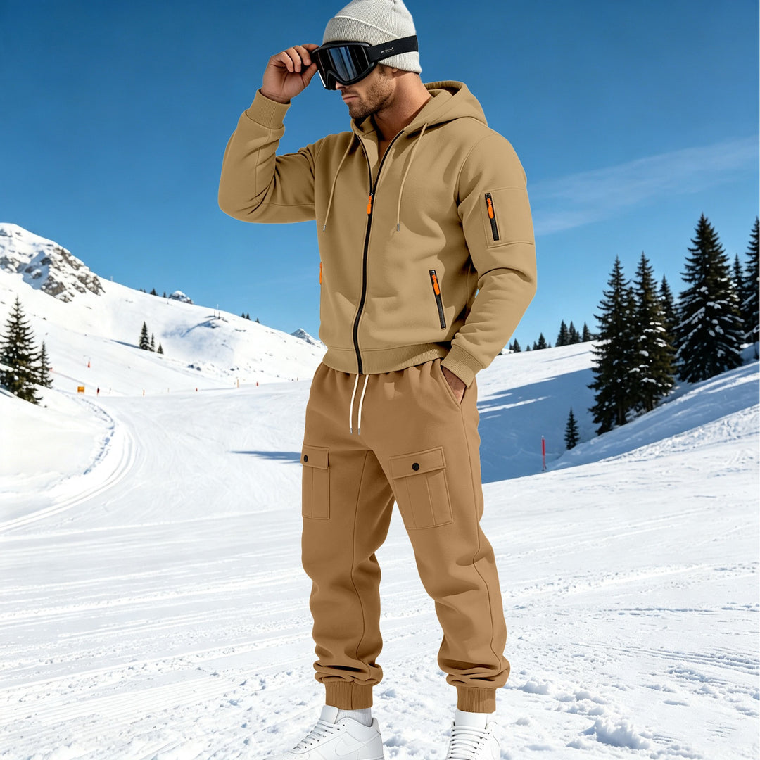 Herren Komfort-Fleece Hoodie mit Reißverschluss, Kapuze und Utility-Ärmeltasche Shop Nory