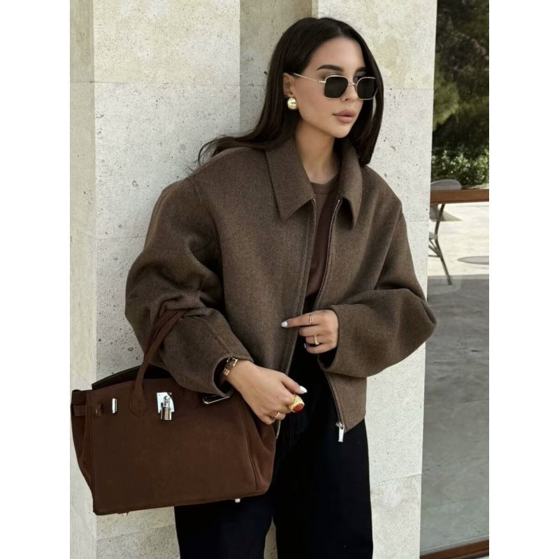 Damen Oversized Fleecejacke mit Reißverschluss und Hemdkragen Shop Nory