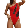 Damen Einseitiger Cut-Out Badeanzug mit Netzdetails