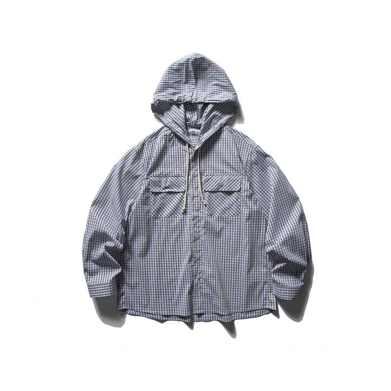 Unisex Oversized Kapuzen-Overshirt aus Baumwollmix mit Brustklappen und durchgehender Knopfleiste Shop Nory