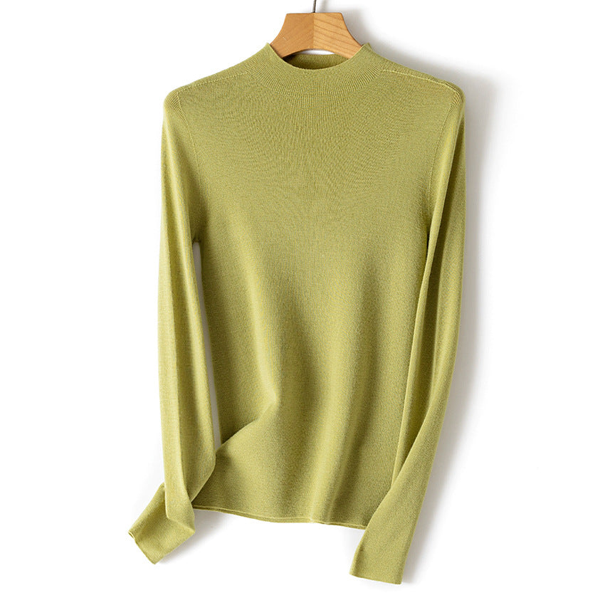 Damen Feiner Feinstrick-Langarmpullover mit kurzem Stehkragen und Slim‑Fit Shop Nory