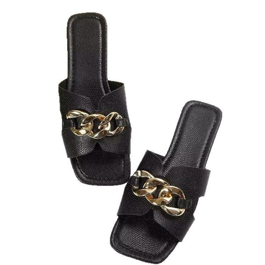 Damen Mules mit elegantem Kettendetail