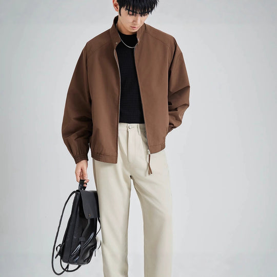 Herren leichte oversized Bomberjacke mit Stehkragen und elastischen Bündchen Shop Nory