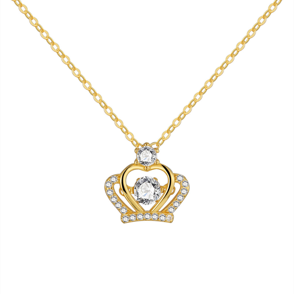 Damen Halskette mit funkelndem Kronenanhänger und Zirkonia Shop Nory