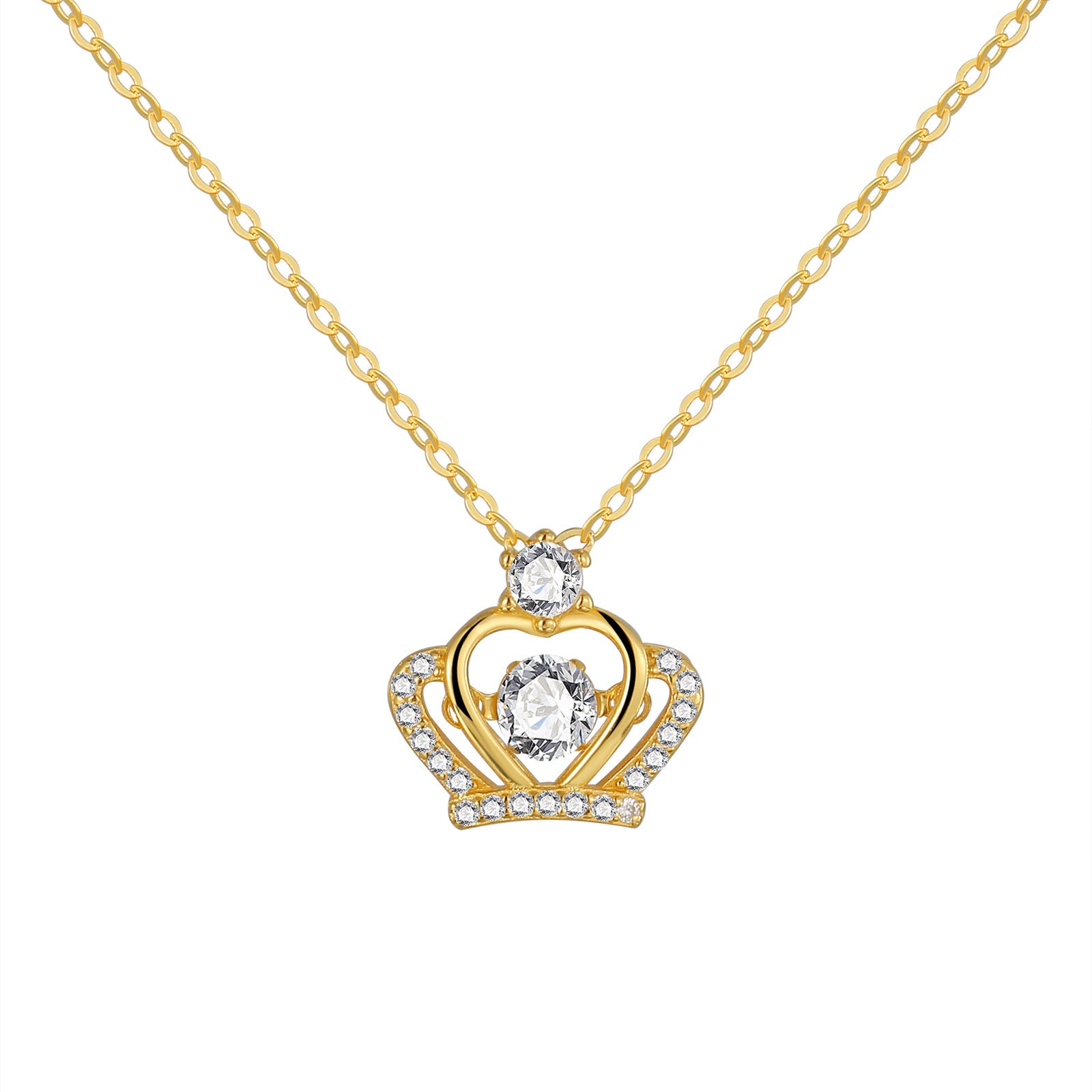 Damen Halskette mit funkelndem Kronenanhänger und Zirkonia Shop Nory
