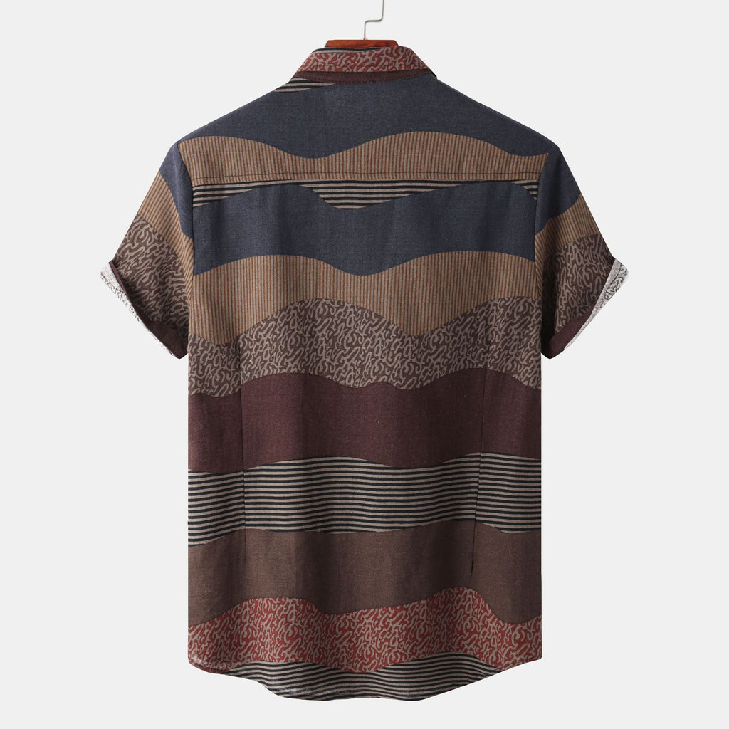 Herren Kurzarmhemd mit modischem Wellenmuster und einzigartiger Struktur