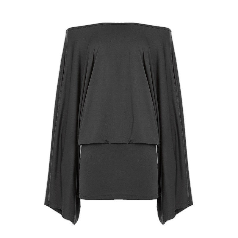 Damen nan schulterfreies Drapiertes Blouson-Top mit weitem Fledermausärmel und tailliertem Bündchen Shop Nory