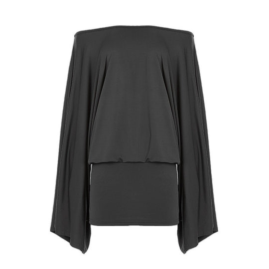 Damen nan schulterfreies Drapiertes Blouson-Top mit weitem Fledermausärmel und tailliertem Bündchen Shop Nory