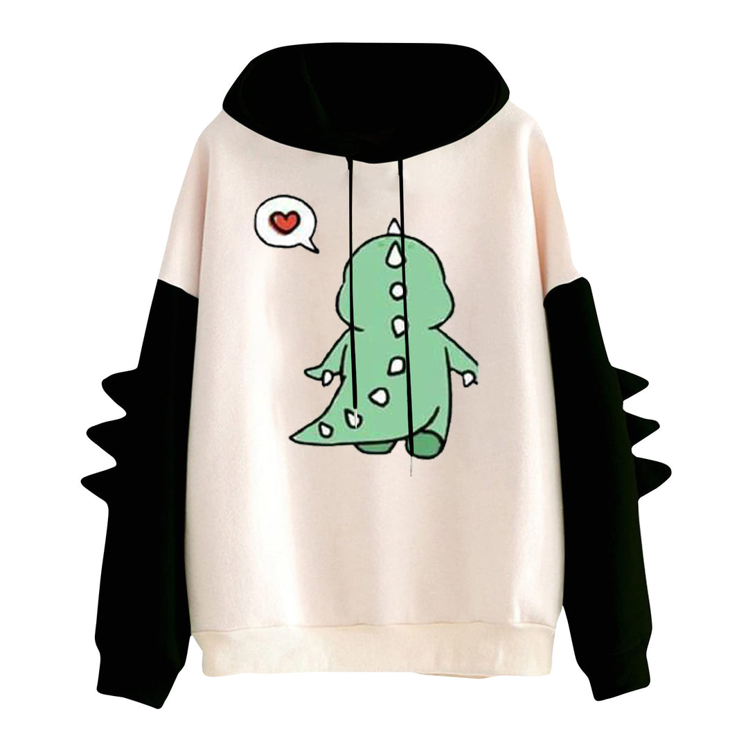 Damen nan Kapuzenpullover mit niedlichem Dinosaurier-Print und dreidimensionalen Ärmeldetails Shop Nory