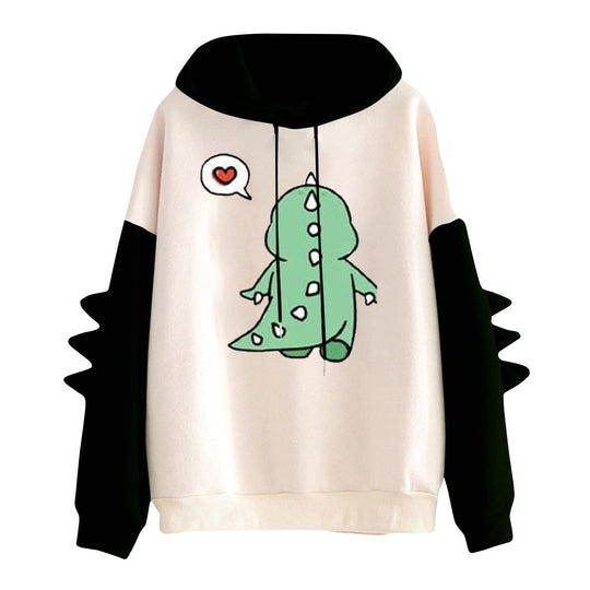 Damen nan Kapuzenpullover mit niedlichem Dinosaurier-Print und dreidimensionalen Ärmeldetails Shop Nory