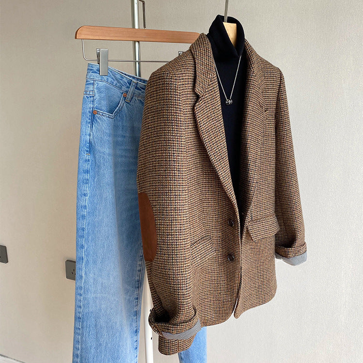 Damen Klassischer Tweed Blazer Shop Nory