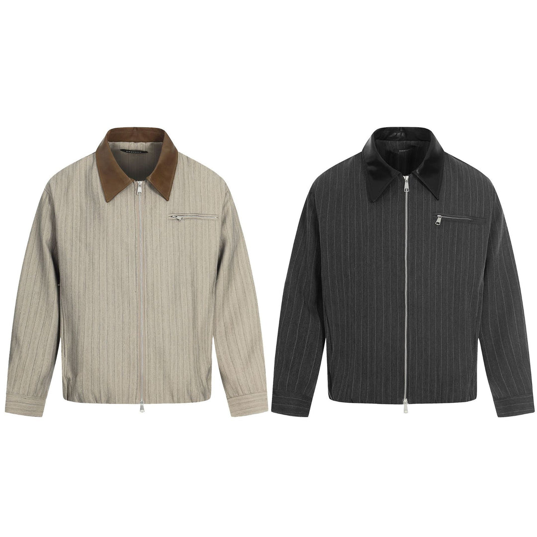 Herren Kurzboxy-Blousonjacke aus Leinenoptik mit Lederkragen Shop Nory