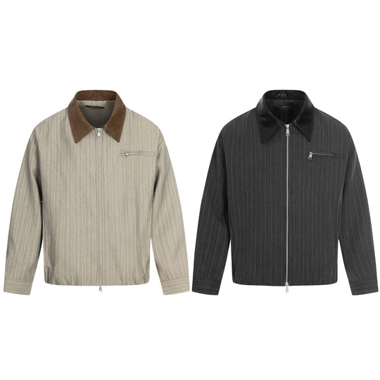 Herren Kurzboxy-Blousonjacke aus Leinenoptik mit Lederkragen Shop Nory