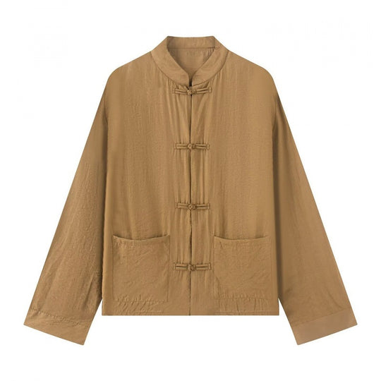 Unisex Leichte Baumwoll-Tunika mit Stehkragen und traditioneller Froschknopf‑Verschluss Shop Nory