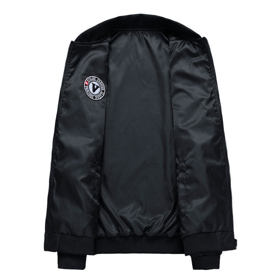 Herren Bomberjacke im Aviator-Style mit Patchapplikationen, Nylon-Shell und Ärmeltasche Shop Nory