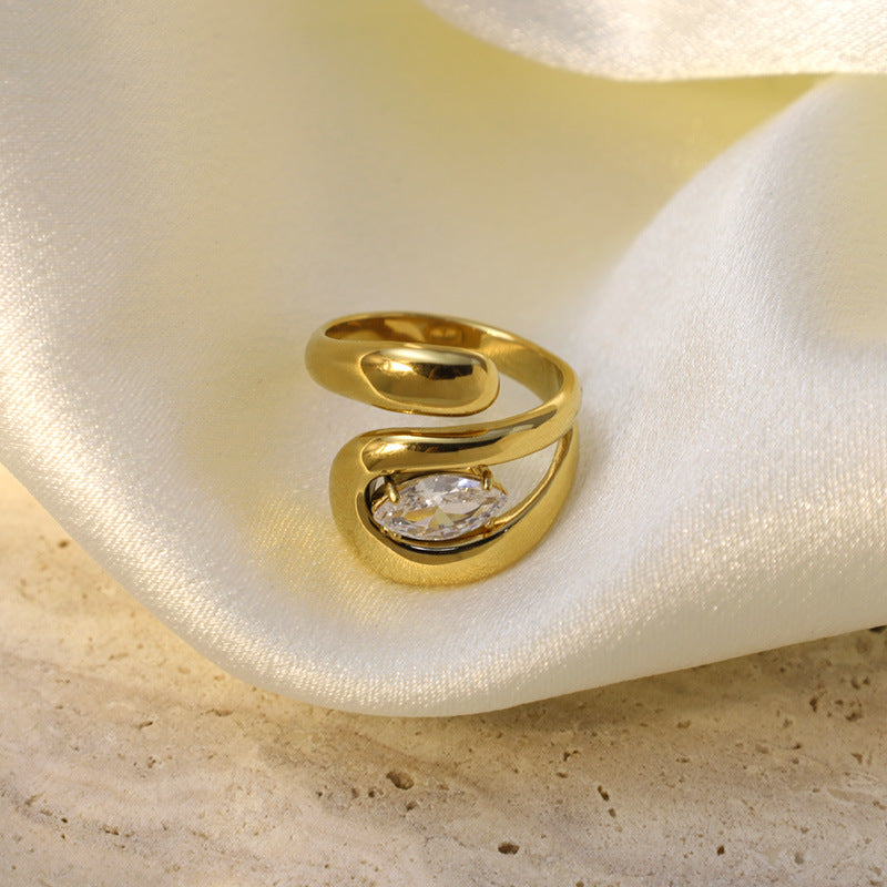 Damen Offener Spiralring mit funkelndem Stein Shop Nory