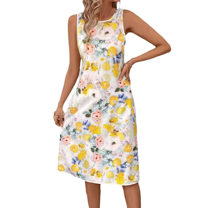 Damen Blumendesign Sommerkleid