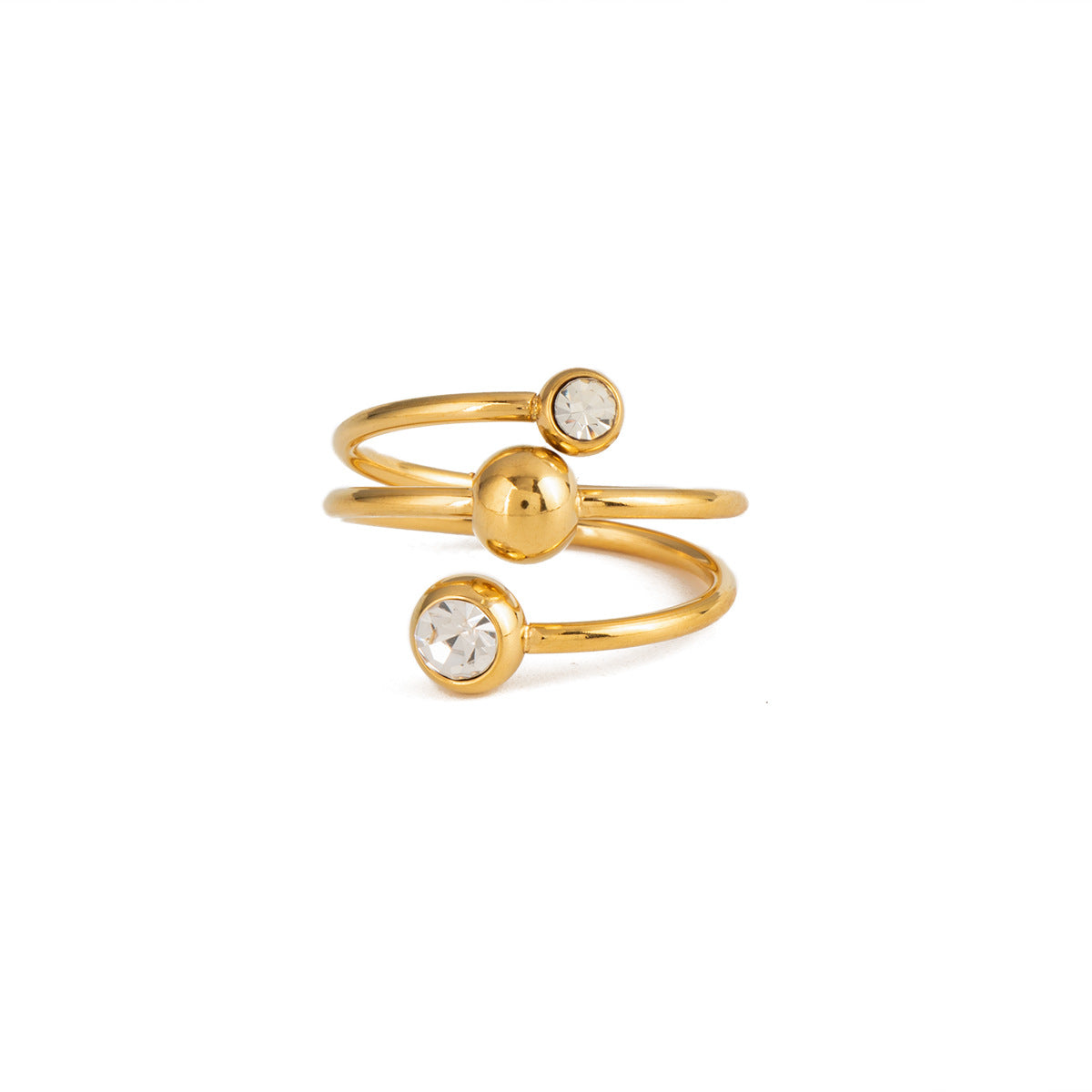 Damen Eleganter Ring mit Doppel-Kugel Shop Nory