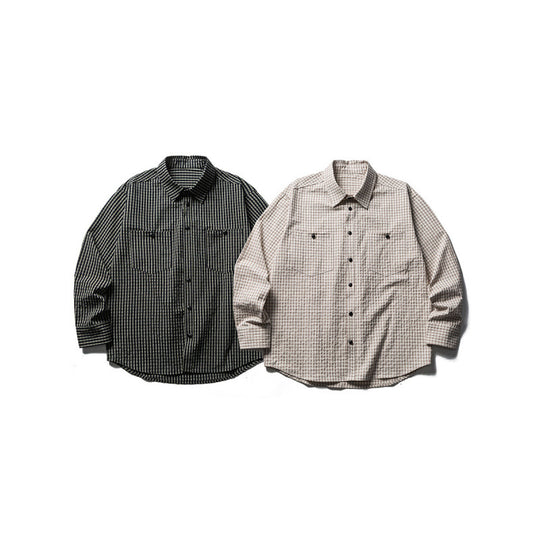 Herren Oversize-Karo-Hemd aus strukturierter Baumwollmischung mit Brusttaschen Shop Nory