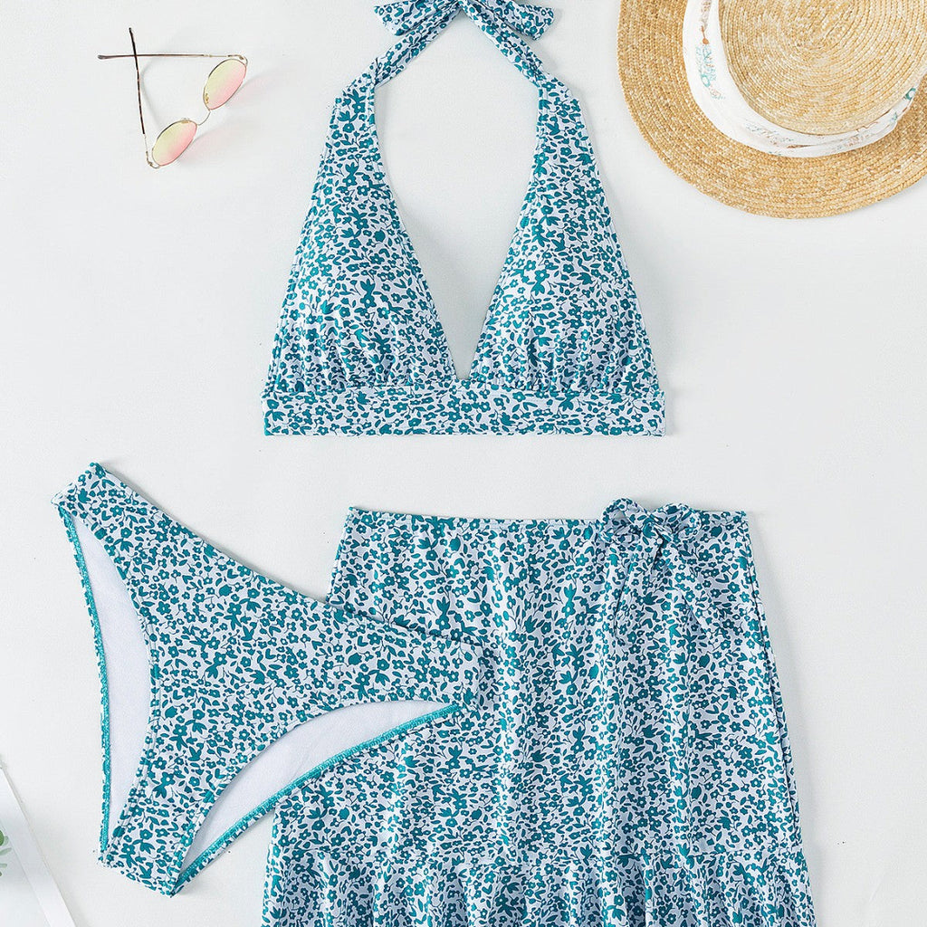 Damen Bikini-Set mit verstellbarem Oberteil und femininer Rüschenshort