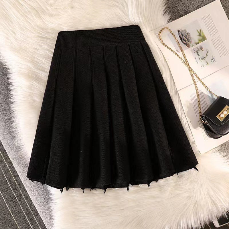 Damen Eleganter Plissee-Rock mit feinem Strickdesign Shop Nory