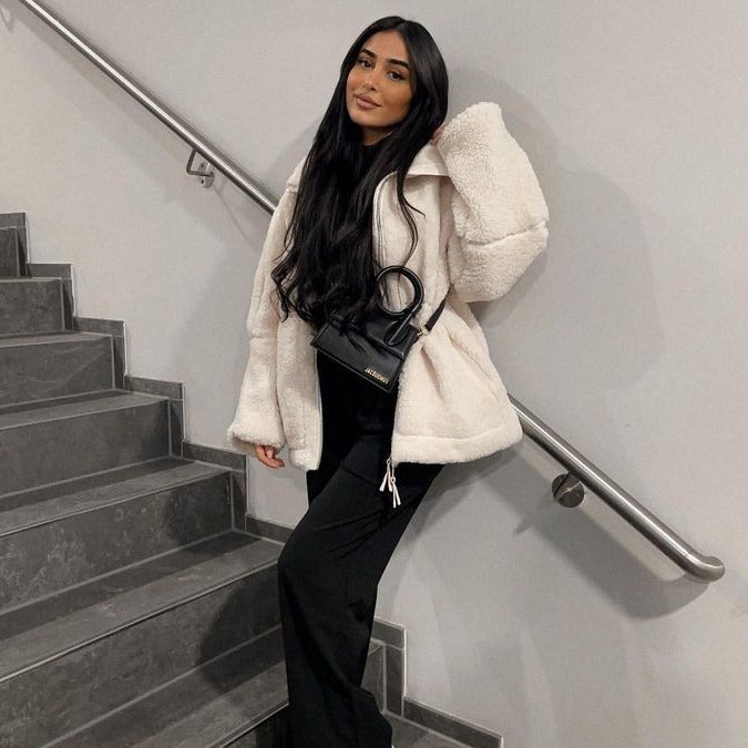 Damen Teddy-Fleecejacke mit Stehkragen Shop Nory