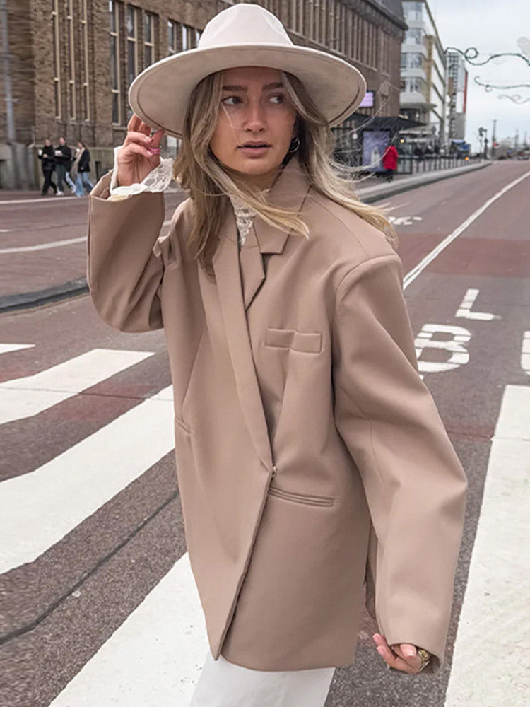 Damen Oversize-Blazer mit kastiger Silhouette, verdeckter Verschluss und Pattentaschen Shop Nory