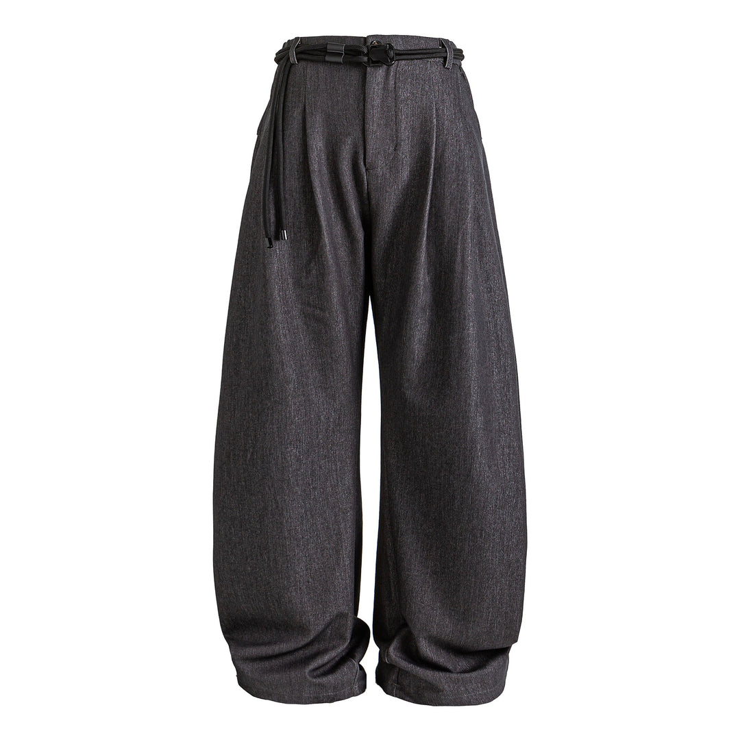 Damen Weite hochtaillierte Jeanshose mit Bundfalten, Kordelgürtel und Culotte-Schnitt Shop Nory