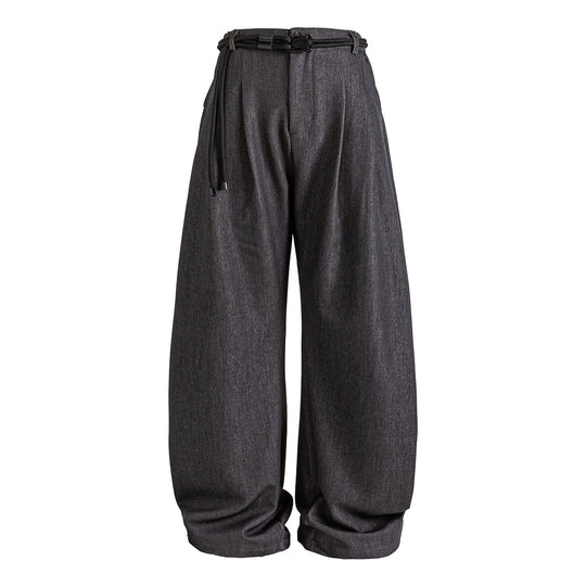 Damen Weite hochtaillierte Jeanshose mit Bundfalten, Kordelgürtel und Culotte-Schnitt Shop Nory